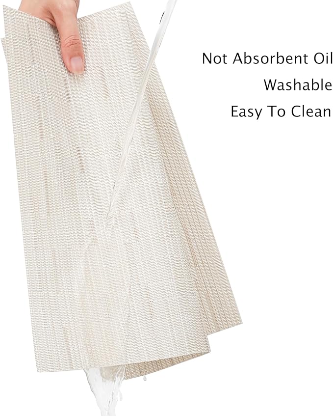 Myir JUN Placemats Set of 10, Vinyl Woven Placemats Place Mats Indoor Set of 10 Washable Table Mats Non-Slip Place mats for Dining Table (B-Off White)