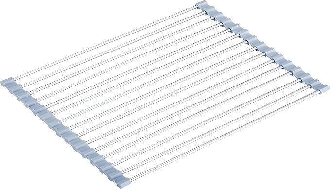 Roll up Dish Drying Rack Over The Sink Kitchen Roll up Sink Drying Rack Portable Dish Drainer Foldable Dish Drying Rack (Grey, (37 * 30) CM)