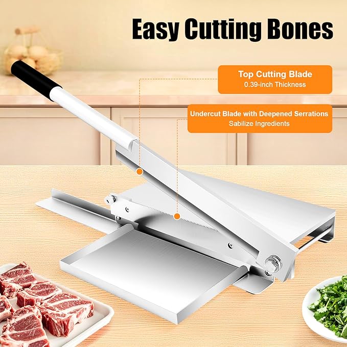 Manual Meat Bone Cutter Slicer Heavy Duty Chicken Cutting Machine with Blade Bone Chopper for Beef Goat Pig Fish Butcher Commercial Kitchen