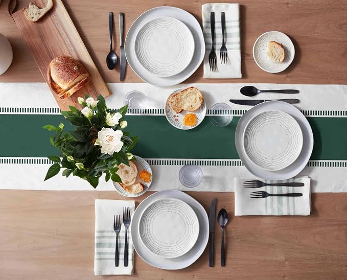 Farmhouse Green Table Runners 108 inches Long, Stripes Decortaive Table Runner Dresser Scarves,Non Slip Modern Table Runner Cover for Kitchen Dining Coffee Table Holiday Party Wedding