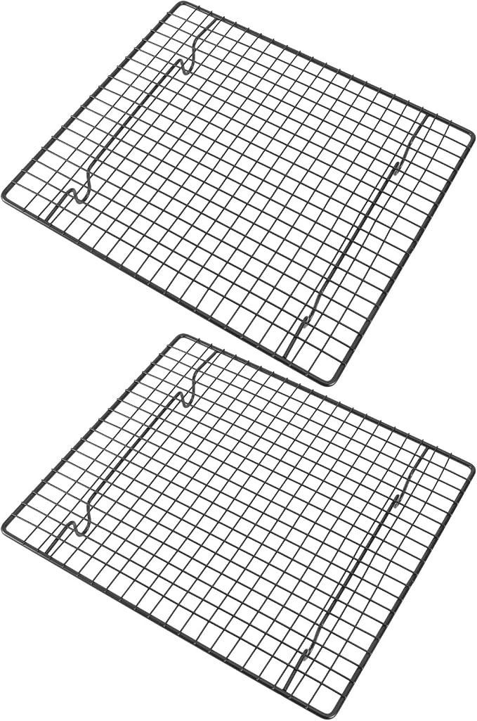 2pcs Nonstick Stainless Steel Cooling Rack Baking Rack Cake Cooler Pastry Roasting Grid Tray for Baking and Cooking