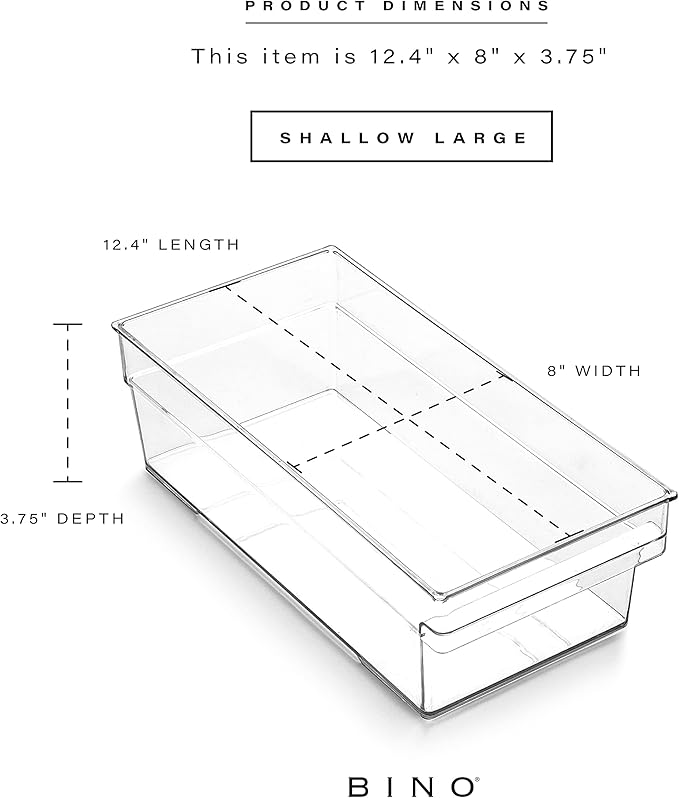 BINO | Plastic Storage Bins, Large - 12 Pack | THE HANDLER COLLECTION | Multi-Use Organizer Bins | Built-In Handle | BPA-Free | Pantry Organization | Home Organization | Fridge Organizer | Freezer Org