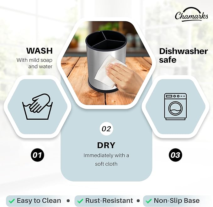 Kitchen Utensil Holder and Countertop Organizer. (Silver)
