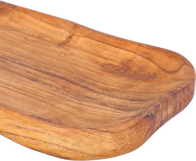 GoCraft Acacia Wood Serving Platter – 11 x 6 Inch – with Handle | Wooden Charcuterie Board for Cheese, Appetizers & Snacks | Natural Finish Bread Tray | Farmhouse Kitchen Décor | Food Display Tray