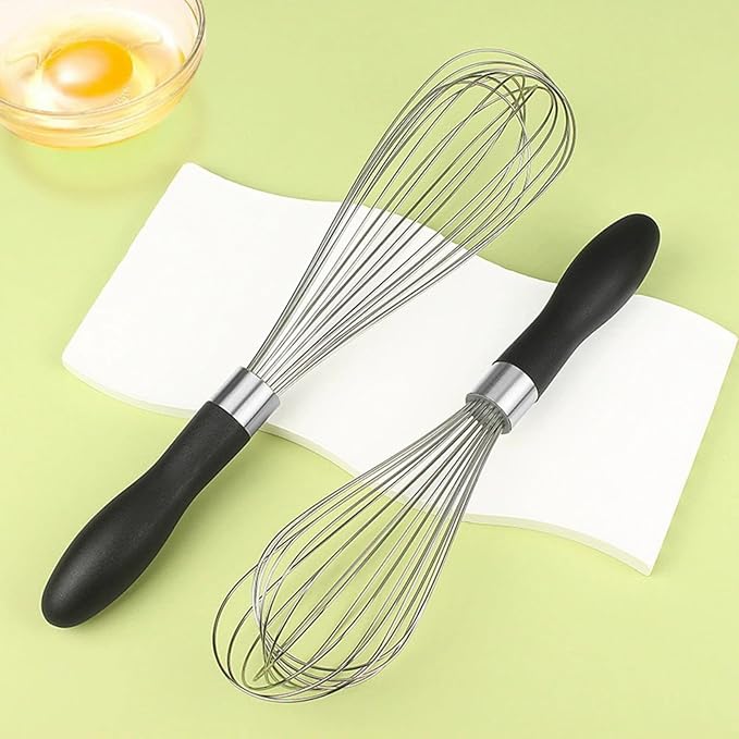 10 12-Inch Balloon Whisk Stainless Steel Manual Egg Beater,Frother Handheld For Cooking Cake Cream Whipping