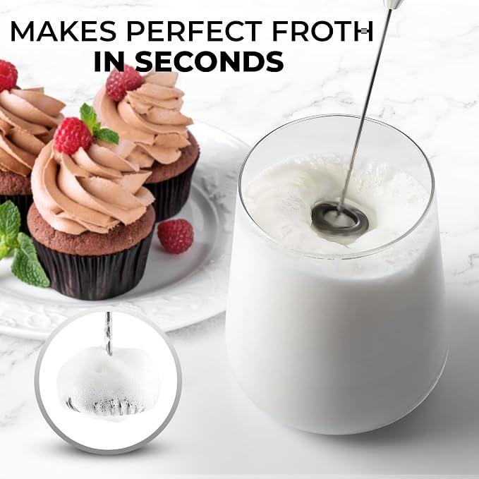 Zulay Powerful Milk Frother for Coffee with Upgraded Titanium Motor - Handheld Electric Whisk, Milk Foamer, Mini Mixer & Coffee Blender for Frappe, Latte, Matcha, No Stand - Lemon Lime