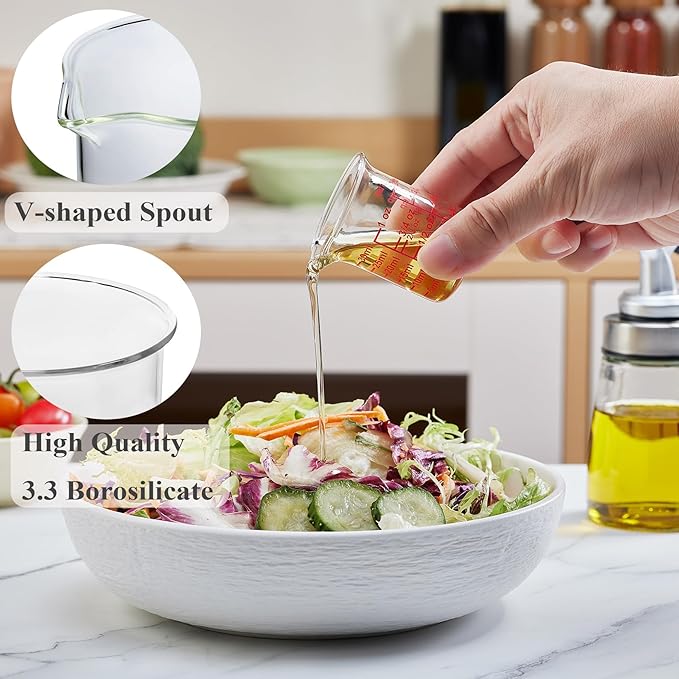 High Borosilicate Glass Measuring Cup with V-Shaped Spout, 30ml (1oz) | Pack of 2 – Precision Glass Measuring Cup for Kitchen & Bar