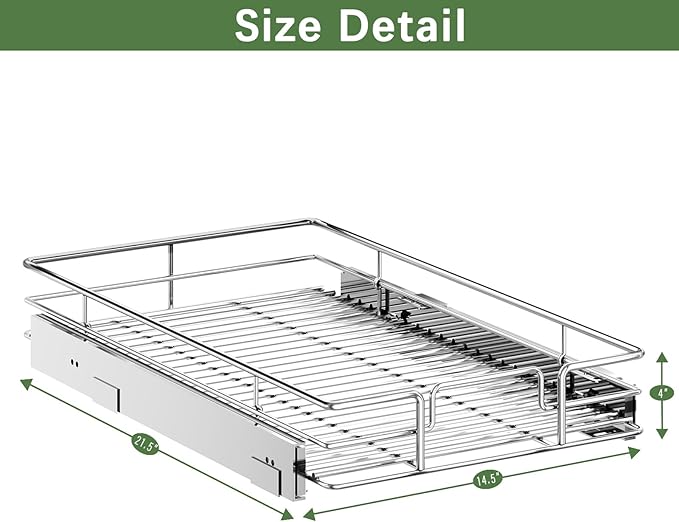LOVMOR Pull Out Cabinet Organizer 14½" W x 21½" D, Kitchen Cabinet Pull Out Shelves Slide Out Storage