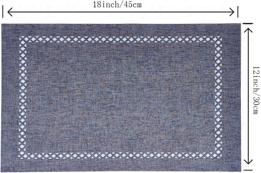 Placemats Set of 4 for Dining Table with Hollow Edge Design- Table Mats 12x 18 Inch, Cloth Place mats Machine Washable (Grey 4pcs)