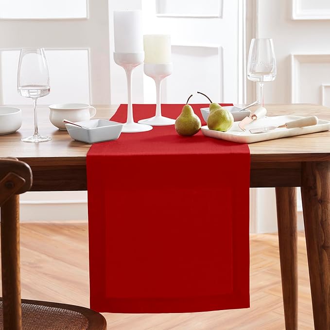 Solino Home 100% Pure Linen Red Table Runner 72 Inches - 14 x 72 Inch for Dining, Sideboard, Entry Tables - Sonoma, 4th of July