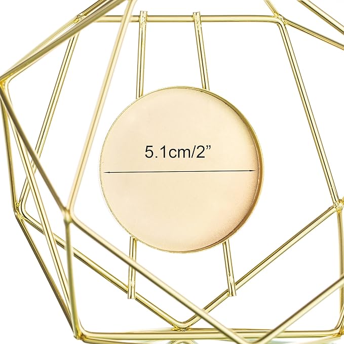 Geometric Tealight Candle Holders Gold - Votive Candle Stand Accents for Tea Light Decorative for Home Table Shelf Mantel Modern Geo Decoration Christmas Wedding Reception Décor, Gold, 6pcs