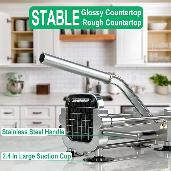 Eascandy French Fry Cutter, Heavy Duty Potato Slicer, Stainless Steel French Fries Cutter for Sweet Potato, Carrot, Yam, Cucumbers, 1/2&3/8&1/4 Cutter