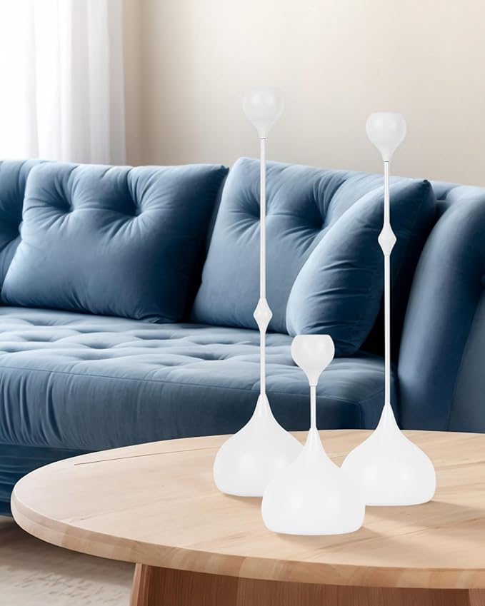 Candle Holders Set of 3 - Taper Candle Holders for Table Decor, Elegant Minimalist Design, Perfect for Weddings, Parties, and Home Decor (White)