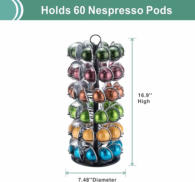 Vertuo Pod Holder 6 Tier for Vertuo Pod Holder Small for Vertuo Pod Stand (60 Pods Capacity)