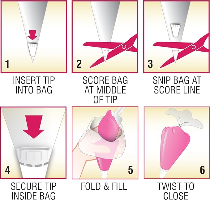 Cake Mate Decorating Bags and Tips Set – 12 Disposable 12-Inch Piping Bags with 8 Metal Tips for Cake, Cupcake, and Cookie Decorating – Includes Round, Star, Leaf, Petal, and Ruffle Designs