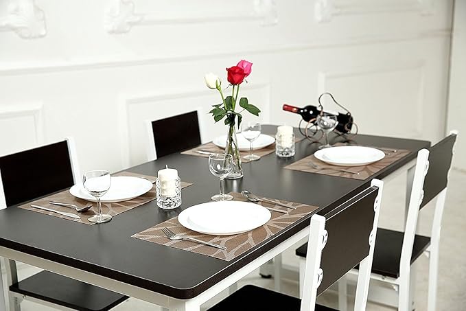 Placemats, Placemats for Dining Table Set of 4, Kitchen Table Mats Heat-Resistant Non-Slip Washable PVC Woven Vinyl Place Mats for Dining Room Table Decoration (Set of 4, Brown)