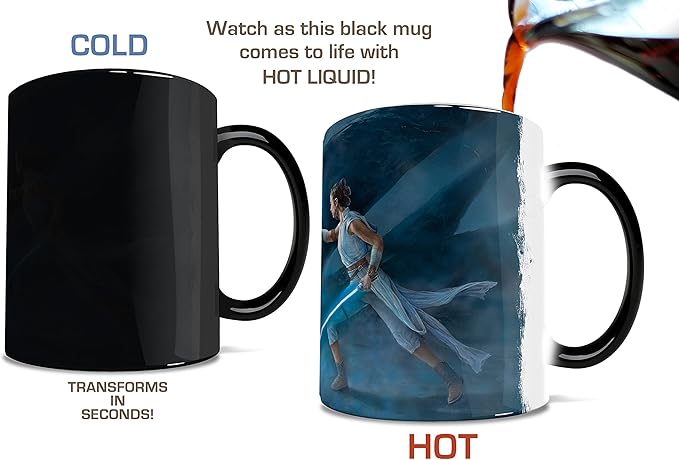 Morphing Mugs Star Wars – Rey vs Palpatine – Rey's Awakening – Thomas Kinkade Studios - One 11 oz Color Changing Ceramic Mug – Image Revealed When HOT Liquid Is Added! MMUG1223