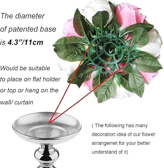 Flower Balls Wedding Rose Centerpieces: 10pcs Fake Flowers Decor for Table | Artificial Champagne White Kissing Balls Floral Arrangements - Faux Flower Bouquet with Base Home Party DIY Decorations