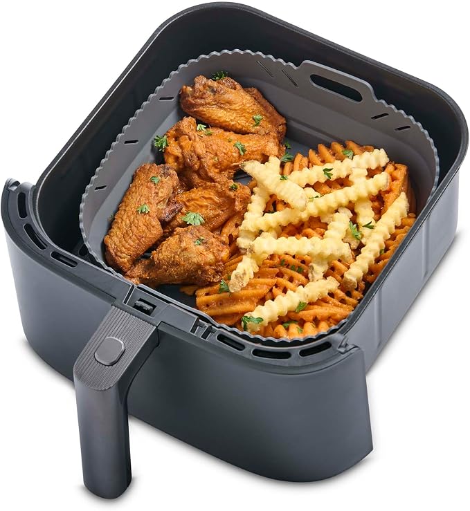 HIC Kitchen Collapsible Square Air Fryer Liner, Reusable, European-Grade Silicone, Fits 5 to 7-Quart Air Fryer Baskets