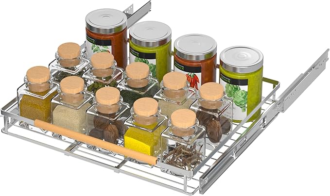 iPEGTOP 3 Pack Pull Out Cabinet Drawer Shelf Organizer, Extendable Sliding Slide Out Pantry Shelves Storage Heavy Duty for Kitchen Cabinets Under Sink, Adjustable Width 17.1~28" W x 22.5" D