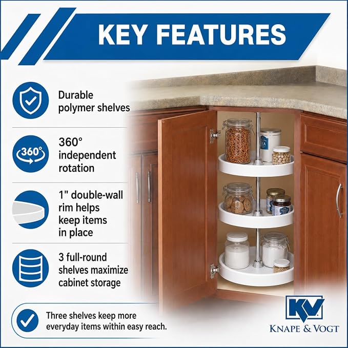 Knape & Vogt 18-In 3-Tier Full-Round Lazy Susan, White