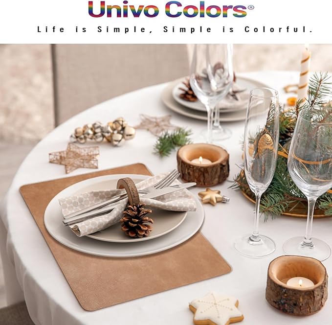 UnivoColors Placemats,Heat Resistant Placemats Set of 4 Washable 12 x 17 Inch,Waterproof Table Mats,Wipeable Pu Place Mats for Kitchen,Dining Room.Green