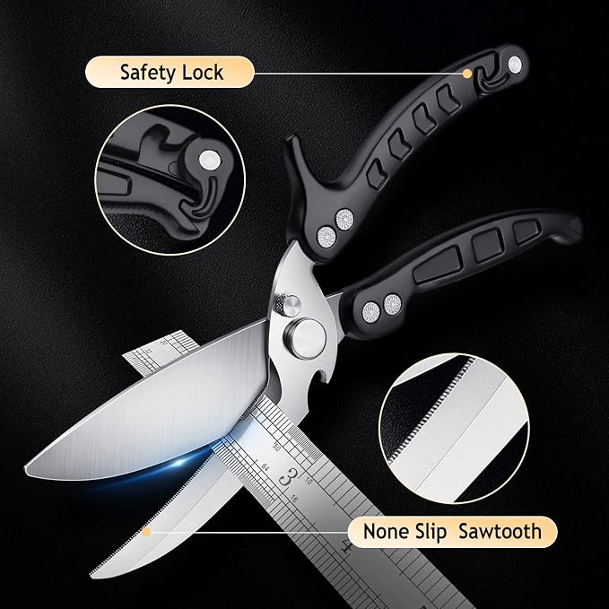 DRAGON RIOT Heavy Duty Kitchen Shears 2 Pack,A Must Have Kitchen Shears for Chicken and Meat Cutting - Dishwasher Safe and Stainless Food Kitchen Scissors for Thanksgiving