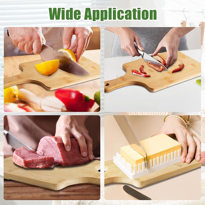 10 Pcs Wood Cutting Board with Handle, 13.8 x 7 Inch Bamboo Cutting Board Bulk,Wood Chopping Boards for Cheese,Pizza,Bread, Charcuterie, Fruit, Vegetables