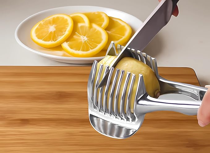 3-in-1 Garlic Press, Lemon Slicer & Peeler Set - Rustproof Stainless Steel, Easy-Clean with Soft, Ergonomic Handle