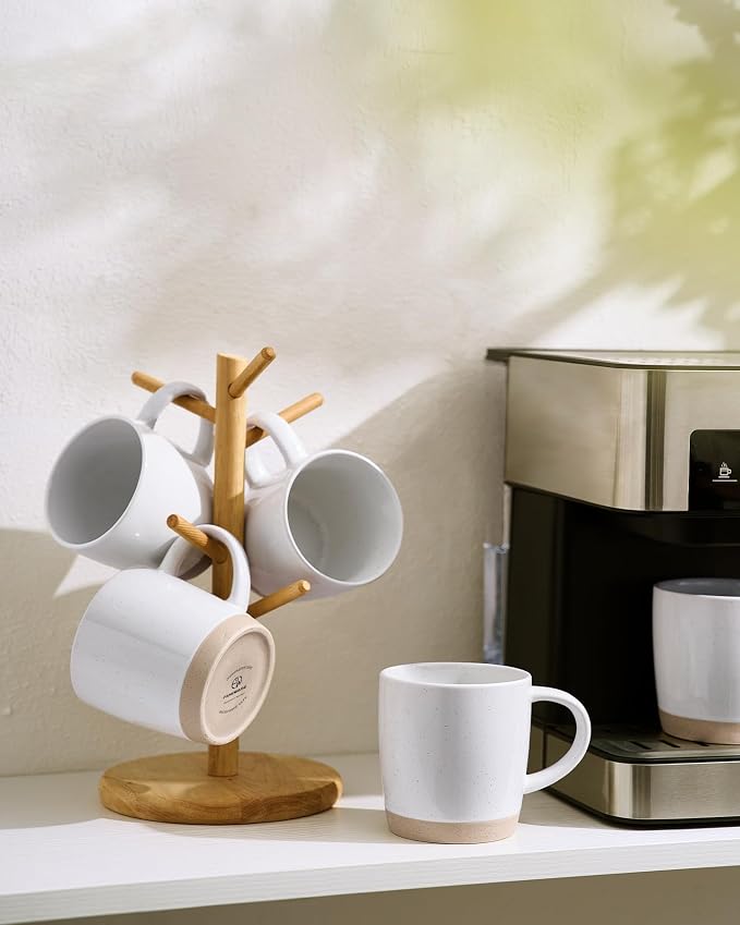 famiware Coffee Mugs for 8, 13 oz Mug Set, Dringking Cup with Handle for Coffee, Tea, Cocoa, Milk, Milkyway Serise, White