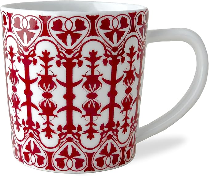 Caskata Casablanca Crimson Oversized Mugs Set of 4 | High-Design Premium Red Lead-Free Porcelain Mug Set for Entertaining or Everyday | Unique Party Mugs for Wedding or Birthdays | 14 oz