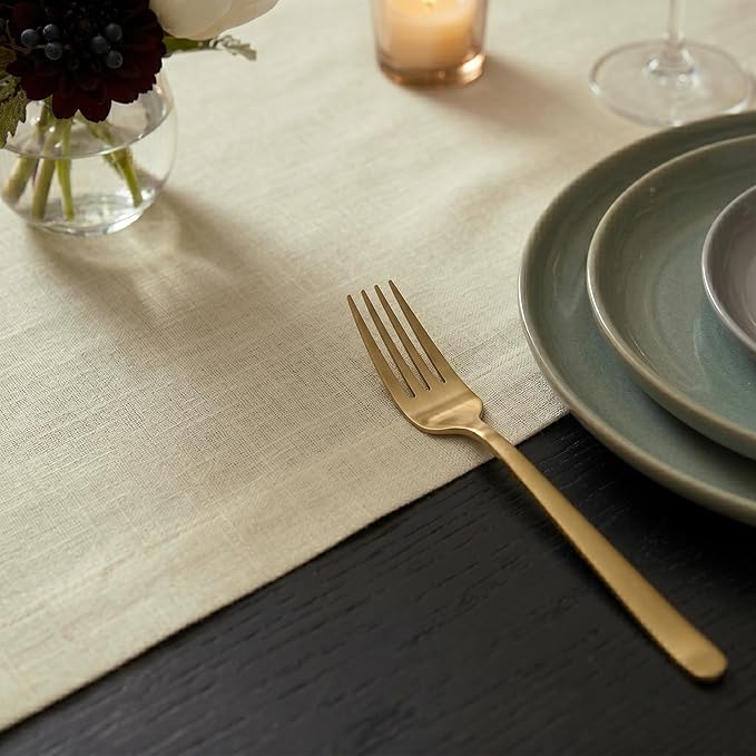 Solino Home Linen Table Runner 72 Inches Long - 100% Pure Linen Birch Table Runner 14 x 72 Inch for Spring, Summer - Fete