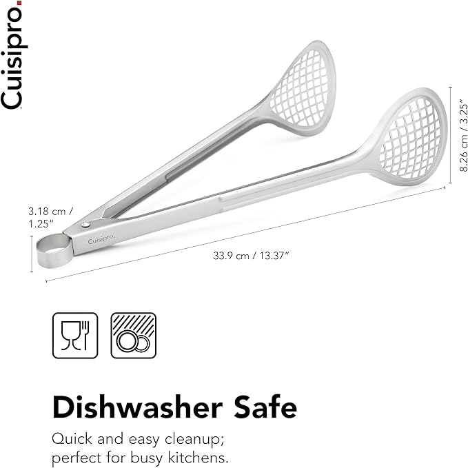 Cuisipro Stainless Steel Wide Grill/Fry Tongs, 12-Inch