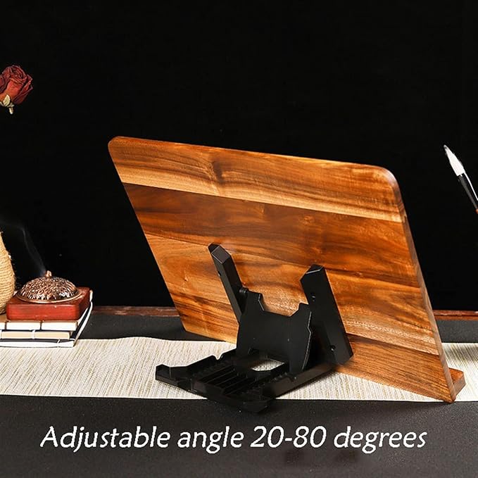 Book Stand Book Holder Tray Wooden Simple Reading Rack Book Holder Practical Small Bookshelf Multi-Function Desktop Music Shelf Cookbook Stand for Kitchen (Size : M)