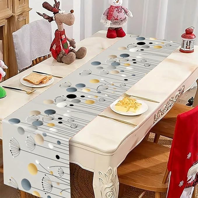Linen Table Runner Washable Boho Modern Minimalist Elegant Design Coffee Entryway Console Table Accent Dresser Scarf for Holiday Christmas Wedding Office Hotel Banquet Abstract Blooms
