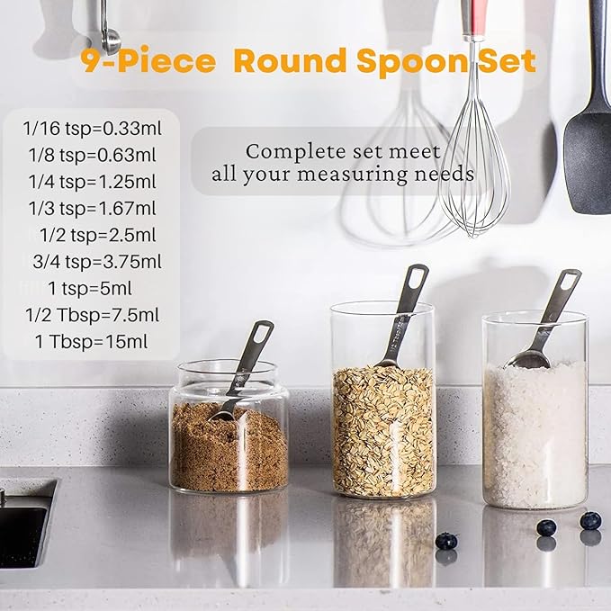 28 Pcs Stainless Steel Measuring Spoons Set with Leveler, Metal Round & Rectangular Spoons plus 2-Pack Mini Spoon Sets for Precise Cooking and Baking, Standard Sizes with Clear Engraved Markings