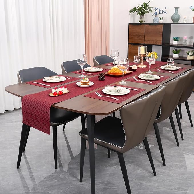 Myir JUN Placemats Set of 4, Vinyl Woven Placemats Place Mats Indoor Set of 4 Washable Table Mats Non-Slip Place mats for Dining Table (Red, Set of 4)