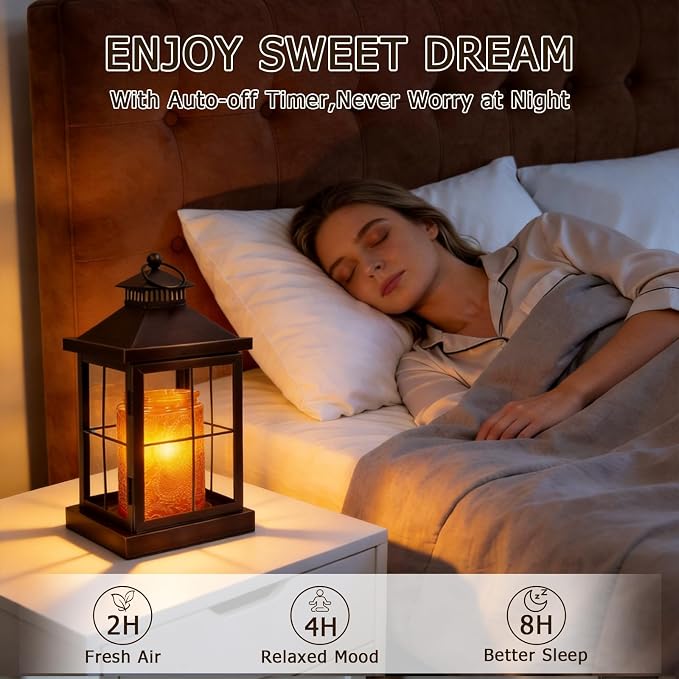 Candle Warmer Lamp with Timer,Compatible with 3 Wick Candles Jars,Vintage Candle Warmer Lantern Lamp,Dimmable Farmhouse Candle Lamp Warmer,Fully Enclosed and Hanging Up Designed-Coffee