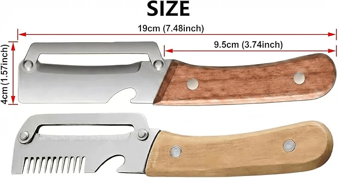 Multi Functional Vegetable Peeler for Kitchen, Vegetable Peeler & Shredder, Stainless Steel Blade with Wooden Handle, Multifunctional Kitchen Tool for Peeling, Shredding, and Bottle Opening 2pcs