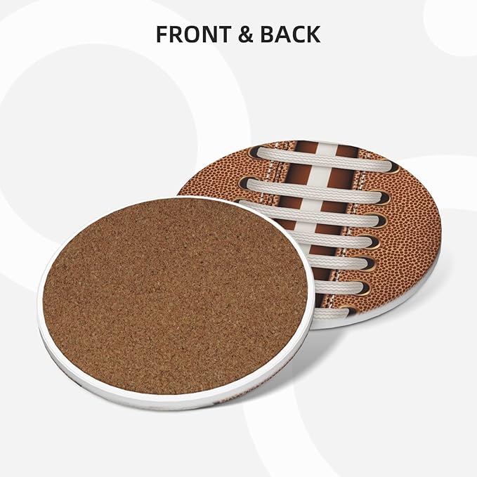 Football Themed Coasters Set of 4 Absorbent Ceramic Coasters for Drinks Modern Cup Coaster with Cork Backing Cute Stone Coaster Housewarming Gifts 4.1 Inches