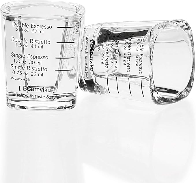 Espresso Shot Glass Liquid Heavy Sturdy Glass Shot Glasses Measuring cup Wine Glass 6 Pack 2oz/60ml By BCnmviku (Sturdy 6Pack)