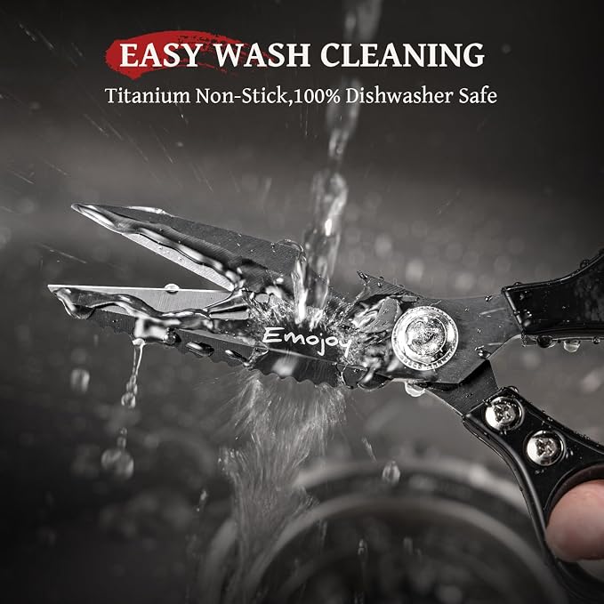 Emojoy Kitchen Shears for Food, Titanium Kitchen Scissors All Purpose, Japanese 5Cr15MoV Steel Heavy Duty Blades for Meat, Herbs & Poultry, Dishwasher Safe