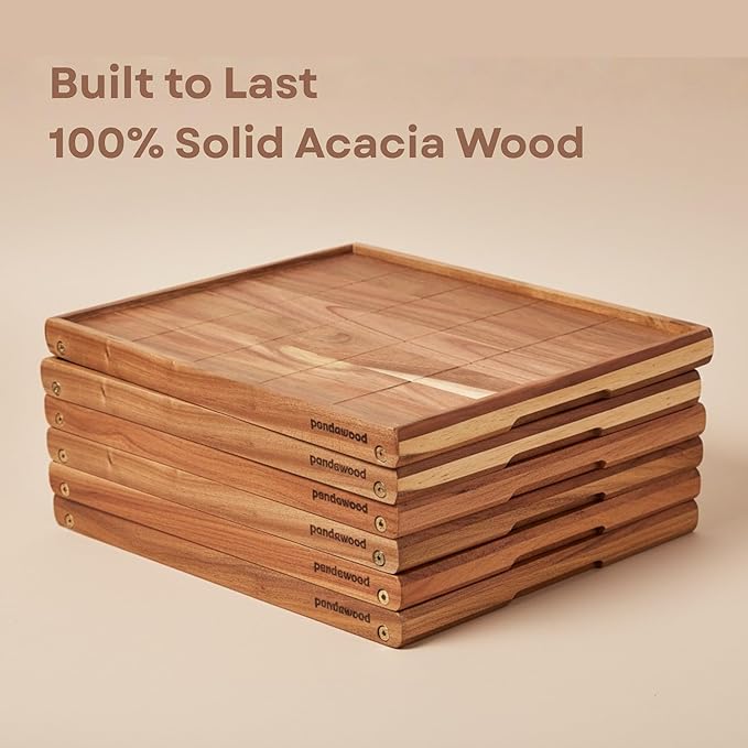 Bed Trays for Eating and Laptops - Acacia Wood Breakfast in Bed Tray with Folding Legs - Large Food Tray for Bed Lap Trays for Eating on Couch Adults - Foldable Wooden Breakfast Trays for Bed 17x13