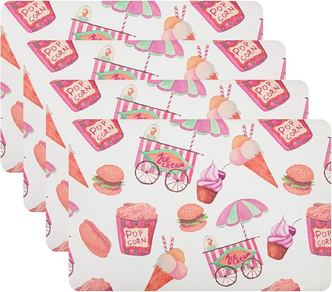 Placemats Set of 4-Waterproof Heat Resistant Non-Slip Washable Table Mats for Dining Table,12 x 18 inch Fun