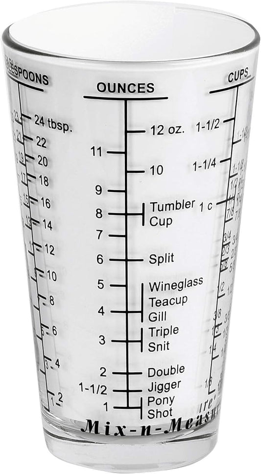 Kolder 26100 Mix N Measure Glass, Heavy Glass, Multi-Purpose Liquid and Dry Measuring Cup