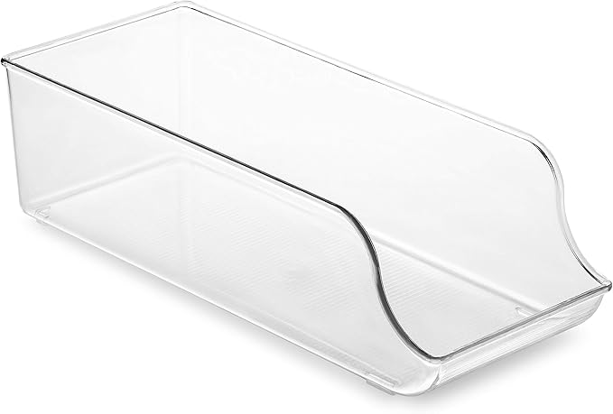 Set Of 6 Refrigerator Organizer Bins - Stackable Fridge Organizers for Freezer, Kitchen, Countertops, Cabinets - Clear Plastic Pantry Storage Racks