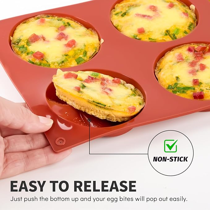 Puyeipt 3 Pack Silicone Egg Molds for Breakfast Sandwiches, 3 Inch Non-Stick Round Muffin Top Pans for Baking Egg Bites, Whoopie Pies, Tarts