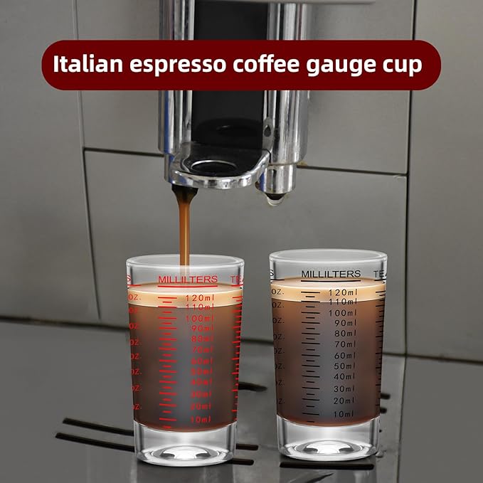 4Pcs Shot Glass Measuring Cup, 4 Ounce Heavy Base Jigger, Espresso Shot Glasses, Liquid Cup, Round Shot Glasses, Small Cups for Vodka, Whiskey, Tequila, Espresso, Liquor (4, Black & Red)