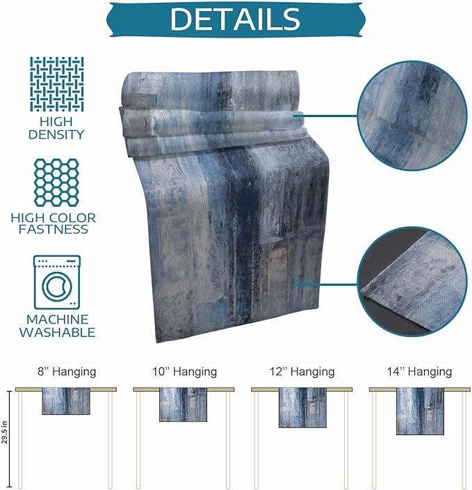 Burlap Linen Table Runner - 70 Inch Long, Retro Rustic Art Abstract Modern Decor Kitchen Dining Table Runner Dresser Scarves, Blue Ombre Painting Farmhouse Decor for Coffee Table Wedding Party Banquet