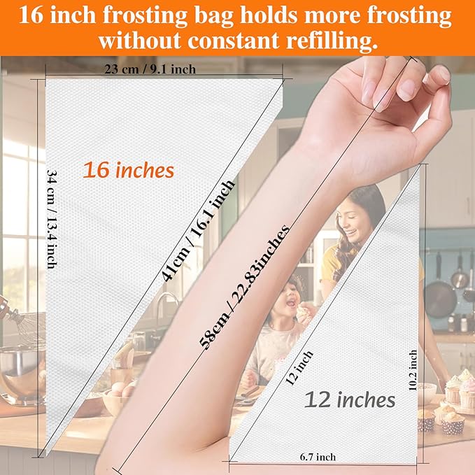 Piping Bags, Piping Bags Disposable Thickend, Large Piping Bags for Cake Decorating, Icing, Buttercream, Baking, and Cooking (16 Inches 500Pcs)